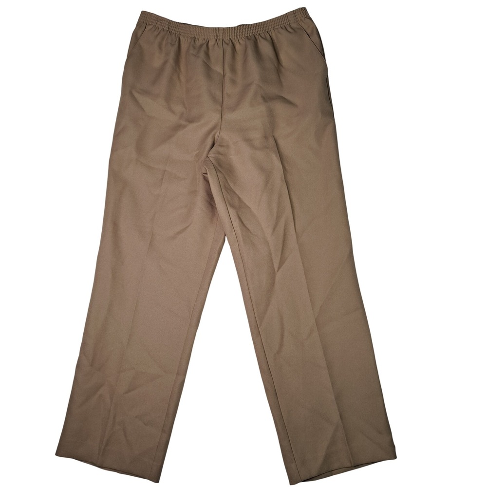 Alfred Dunner Pants Women 16‎ Tan Pull On Straight Leg Elastic Waist Pockets